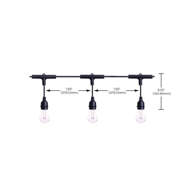 SATCO/NUVO 24 Foot Smart LED String Light With Starfish Technology [12] S14 Lamps RGBTW 120V Dimmable Black Wire (S11190)