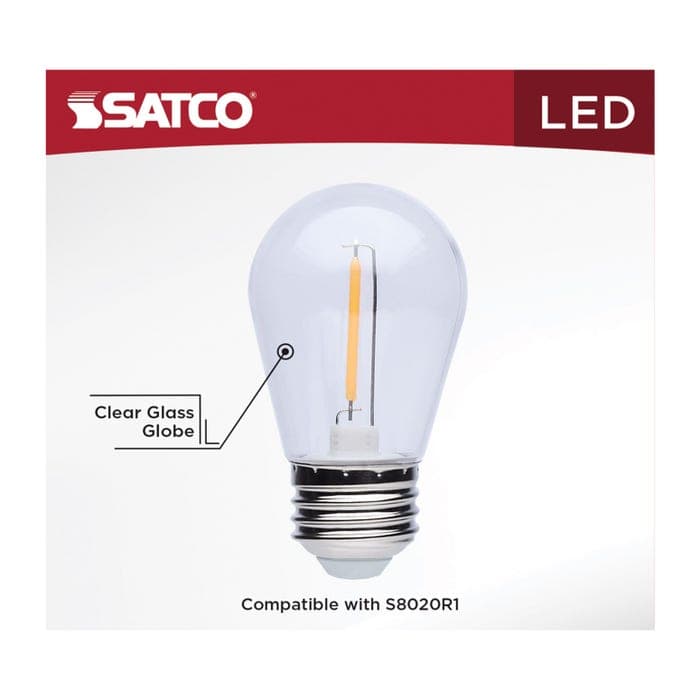 SATCO/NUVO 1W LED String Light Replacement S14 Lamp Medium E26 Base 67Lm 2700K 120V Non-Dimmable Clear 4-Pack (S8021R1)