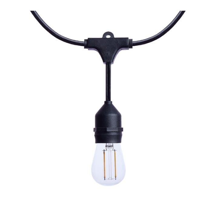 SATCO/NUVO 24 Foot LED String Light [12] S14 Lamps 2700K 120V Non-Dimmable Black Wire (S8020R1)