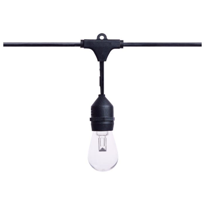SATCO/NUVO 48 Foot LED String Light [15] S14 Lamps RGBTW 120V Dimmable Black Wire Infrared Remote (S8033R1)