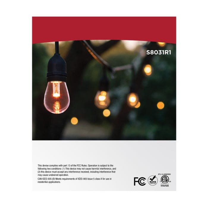 SATCO/NUVO 24 Foot LED String Light [12] S14 Lamps RGBTW 120V Dimmable Black Wire Infrared Remote (S8031R1)