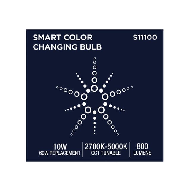 SATCO/NUVO Starfish 10W LED A19 Medium E26 Base 2700K-5000K RGBTW 120V 800Lm 90 CRI Dimmable White (S11100)