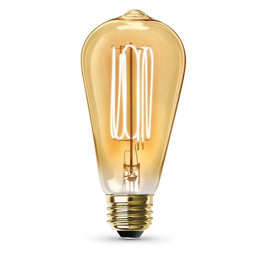 Feit Electric 3.8W [40W Equivalent] ST19 E26 Base Dimmable Exposed Thin Filament Amber Glass Vintage Edison LED Light Bulb Warm Light 2-Pack (ST1940/VG/TFIL/2)