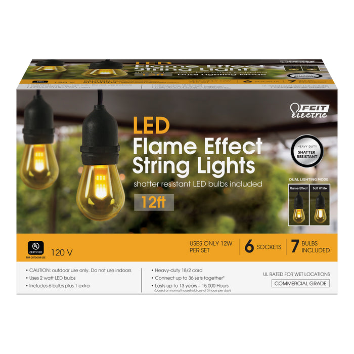 Feit Electric 12 Foot Amber 1800K Flame Effect LED String Lights (SL12-6/FLAME)