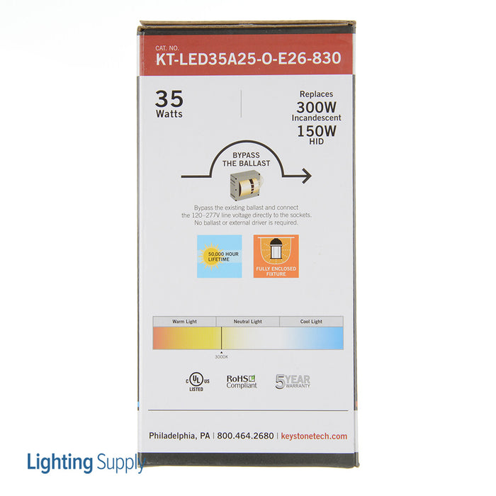 Keystone 35W 4800Lm 3000K Omnidirectional Medium Base Commercial/Industrial A-Lamp (KT-LED35A25-O-E26-830)