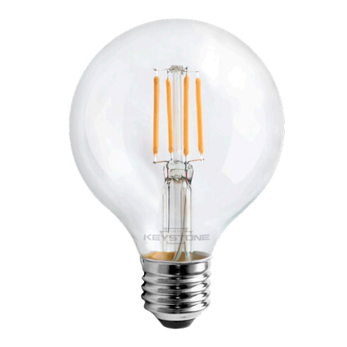 Keystone 60W Equivalent 5.5W 500Lm G25 LED Bulb E26 90 CRI Dimmable 2700K Clear (KT-LED5.5FG25-E26-927-C)