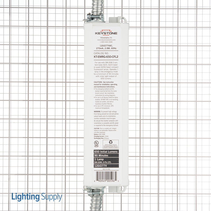 Keystone 650Lm 2-Pin Compact Fluorescent Emergency Ballast (KT-EMRG-650-CFL2-DP)