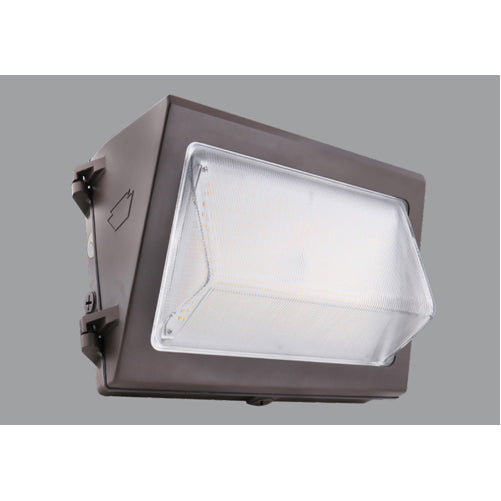 Keystone LED Wall Pack 175-250W Equivalent 55W 7370Lm Standard Bronze Traditional Open Face Medium Housing 0-10V Dimming Borosilicate Glass Lens (KT-WPLED55-M1-8CSB-VDIM)
