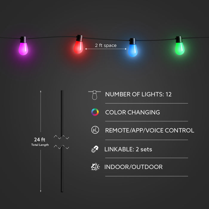 Feit Electric 24 Foot Color Changing Smart LED String Lights (LVSL24-12/RGBW/AG)