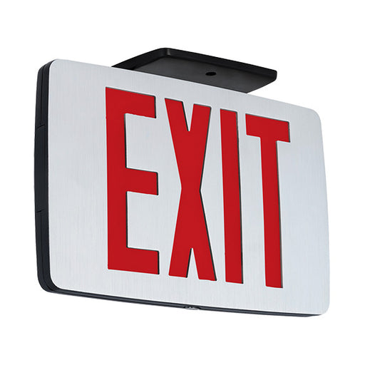 Best Lighting Products LED Double Faced Thin Die-Cast Aluminum Exit Sign With Red Letters Battery Backup (KZXTEU2RAEM)