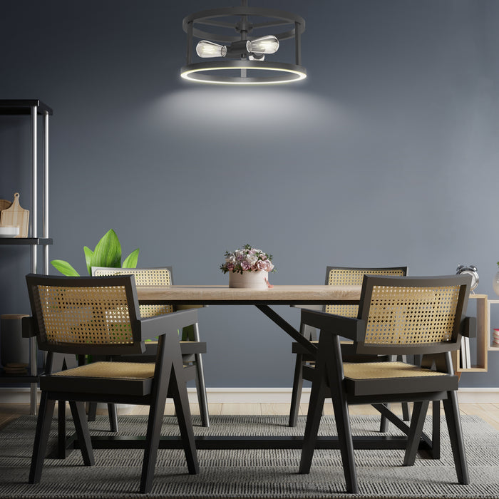 Feit Electric Katalyst Collection LED Semi Flush Decorative Ceiling Light Fixture Matte Black CCT Selectable 2700K/3000K/3500K/4000K/5000K (FM15/6WY/NL/BLK)