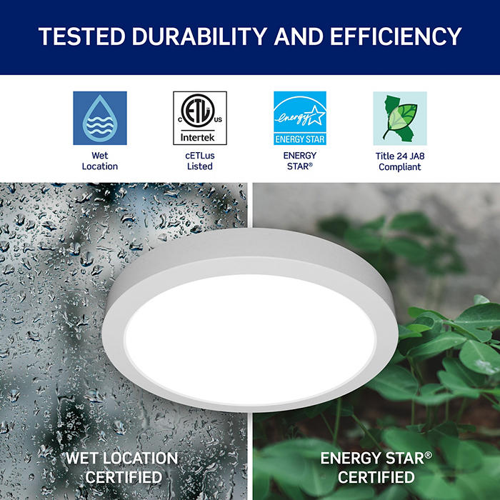 Leviton 5 Inch Round Surface Mount Downlight 12W 900Lm CCT Selectable 2700K/3000K/3500K/4000K/5000K 90 CRI 120V White (SDR50-S1W)
