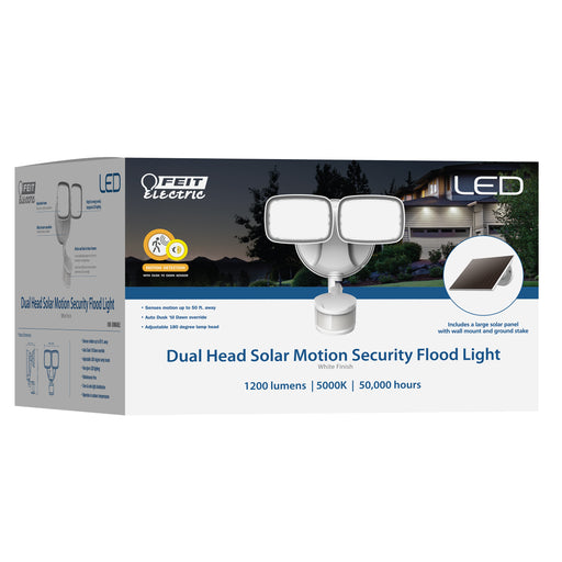 Feit Electric 9.5 Inch Daylight White 5000K White Dual Head LED Flood Solar Security Lights With Motion Sensor (S9.5/1200/850/SOL/WH)