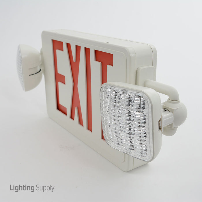 Best Lighting Products LED Double Faced White Exit/Emergency Combination With Red Letters LED Lamp Heads And Battery Backup (LEDCXTEU2RW)