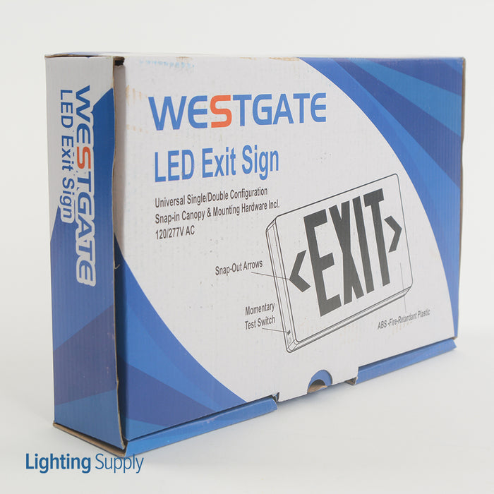Westgate Manufacturing LED Emergency Exit 3.8W 5000K White Red Lettering Universal Single/Double 120-277V EM Backup (XT-RW-EM)