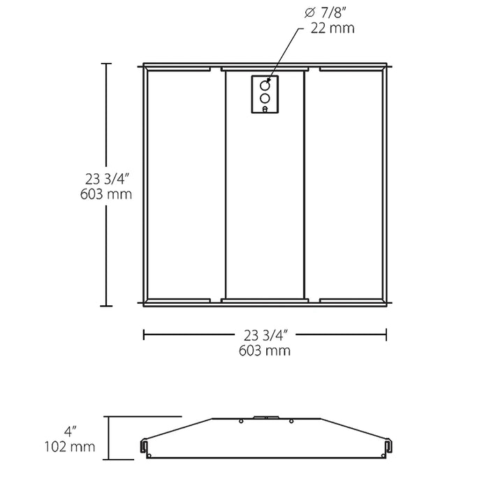 RAB Troffer Center Basket 2X2 29W 120-277V Dimmable 4000K White (SWISH2X2-29N/D10)