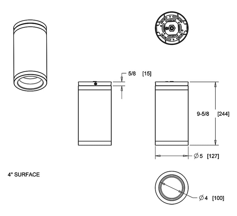 RAB Cylinder Surface 4 Inch 20W 3000K 120-277V Dimmable 50 Degree White (CDLED4S-20W-50D930-W)