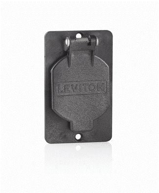 Leviton Cover Plate 1-Gang Flid-Lid 1.39 Inch Diameter Weather-Resistant Black (3057-E)