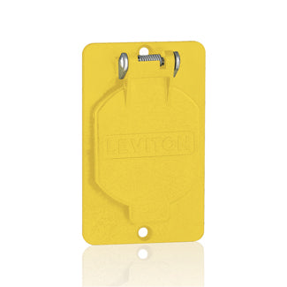 Leviton 1.56 Inch Diameter Single Receptacle Cover Plate With Weather-Resistant Flip Lid Yellow (3058-Y)