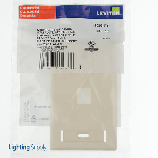 Leviton 1-Gang QuickPort Wall Plate With ID Window 1-Port Light Almond (42080-1TS)