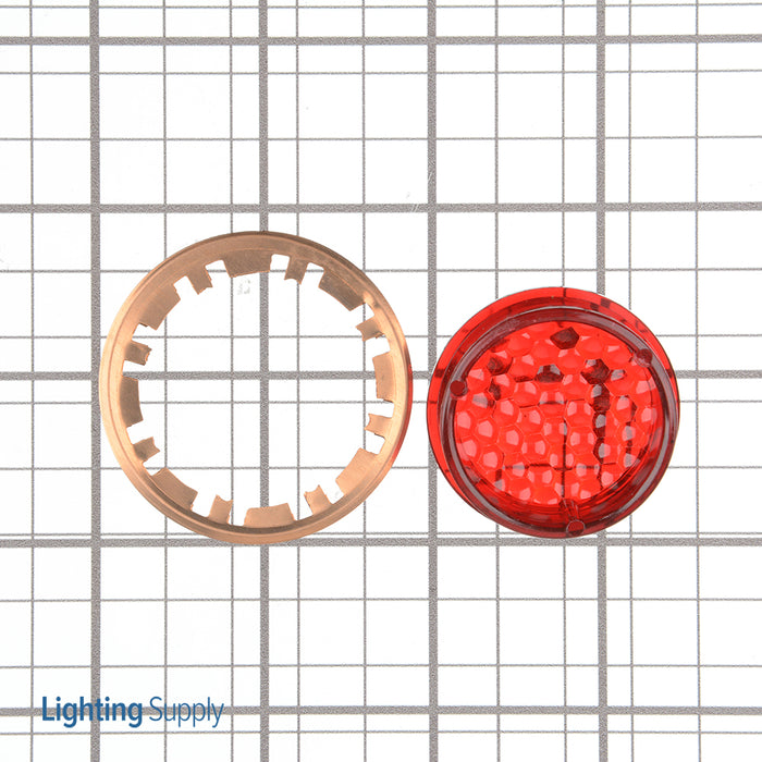 Leviton 1.375-1.406 Inch Diameter Pilot Light Jewel Round Fits Single Receptacle Hole Red (405-R)