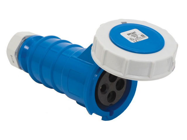 Leviton 100 Amp 250V 2P 3W North American Pin And Sleeve Connector Industrial Grade IP67 Watertight Blue (3100C6W)
