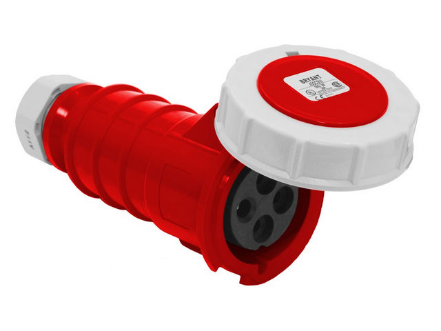 Leviton 100 Amp 480V 2P 3W North American Pin And Sleeve Connector Industrial Grade IP67 Watertight Red (3100C7W)