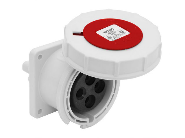 Leviton 100 Amp 480V 2P 3W Outlet North American Pin And Sleeve Receptacle Industrial Grade IP67 Watertight Red (3100R7W)