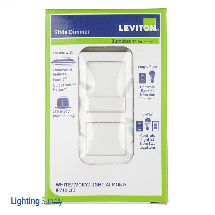 Leviton 1200VA 120/277VAC 60Hz Single-Pole And 3-Way IllumaTech Preset Electro-Mechanical Electronic 0-10VDC Fluorescent Slide Dimmer 0-10VDC LED Power Supply Dimmer White (IP710-LFZ)