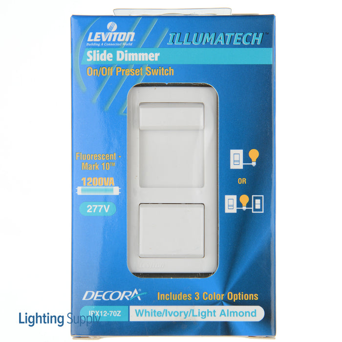Leviton 1200VA-277VAC 60Hz Single-Pole And 3-Way IllumaTech Fluorescent Dimmer For Mark 10 Powerline Ballasts No LED Neutral Required (IPX12-70Z)