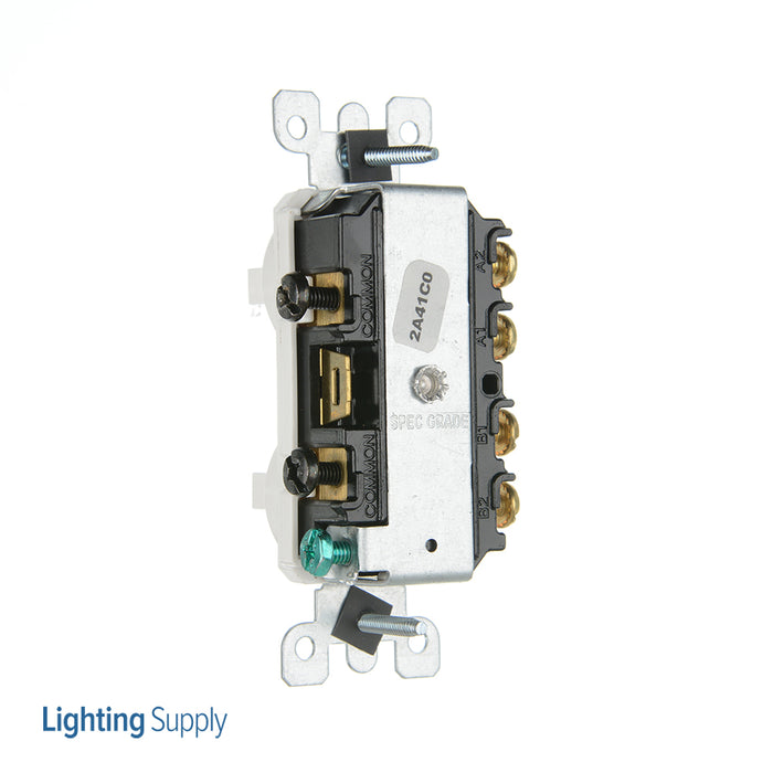 Leviton 15 Amp 120/277V Duplex Style 3-Way/3-Way AC Combination Switch Commercial Grade Non-Grounding Side Wired White (5243-W)