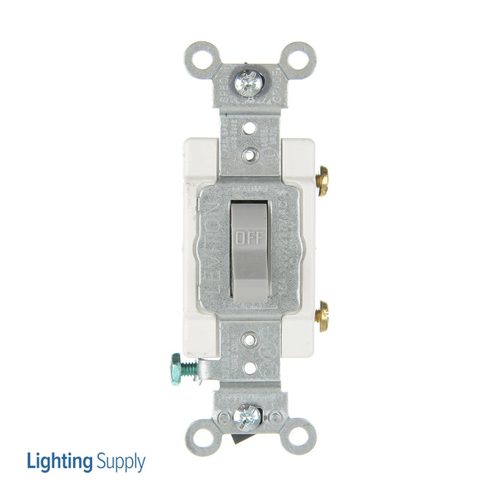 Leviton 15 Amp 120/277V Toggle Single-Pole AC Quiet Switch Commercial Spec Grade Grounding Back And Side Wired Gray (CSB1-15G)