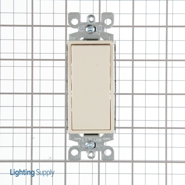 Leviton 15 Amp 120/277V Decora Rocker 3-Way AC Quiet Switch Residential Grade Illuminated When Off Grounding QuickWire Push-In And Side Wired Light Almond (5613-2T)