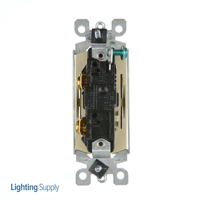 Leviton 15 Amp 120/277V Decora Rocker Single-Pole AC Quiet Switch Residential Grade Illuminated When Off Grounding QuickWire (5611-2I)