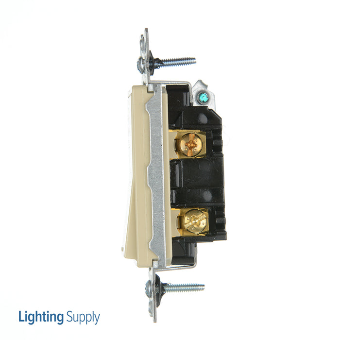 Leviton 15 Amp 120/277V Decora Rocker Single-Pole AC Quiet Switch Residential Grade Illuminated When Off Grounding QuickWire (5611-2I)
