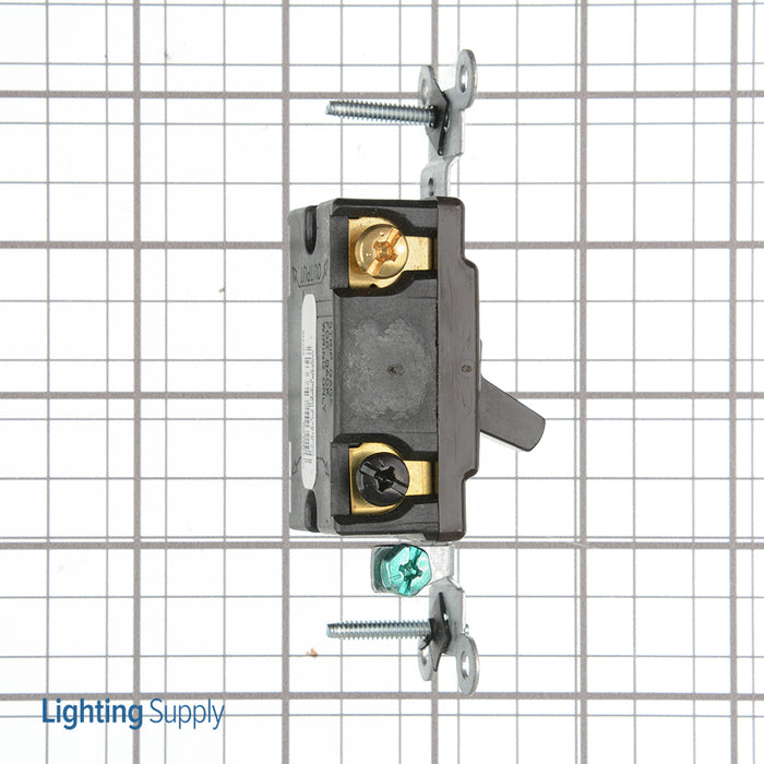 Leviton 15 Amp 120/277V Toggle Framed 4-Way AC Quiet Switch Commercial Spec Grade Grounding Side Wired Brown (54504-2)