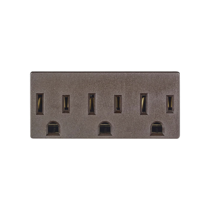 Leviton 15 Amp 125V NEMA 5-15R 2-Pole 3-Wire Grounded Single-To-Triple Adapter 3 Straight Or Angle Plugs Accepted Brown (697)