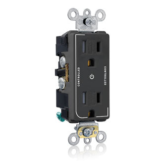 Leviton Decora Plus Duplex Receptacle Outlet Heavy-Duty Industrial Spec Grade Two Outlets Marked Controlled Tamper-Resistant 15 Amp 125V Black (TDR15-S2E)