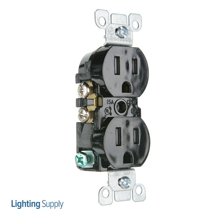 Leviton 15 Amp 125V NEMA 5-15R Pole 2 3-Wire Tamper-Resistant Duplex Receptacle/Outlet Straight Blade Grounding QuickWire (T5320-E)