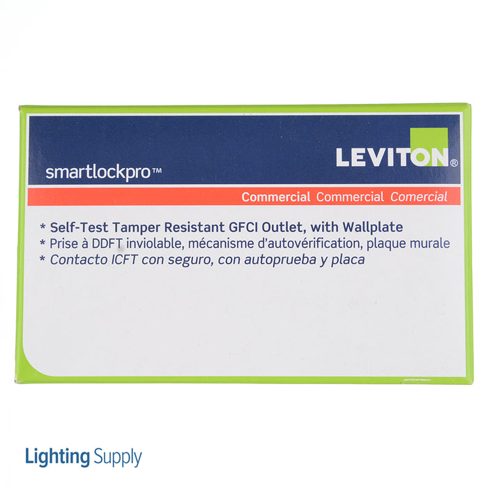 Leviton 15 Amp 125V Receptacle/Outlet 20 Amp Feed-Through Tamper-Resistant Self-Test SmartlockPro GFCI Monochromatic Back And Side Wired White (GFTR1-W)