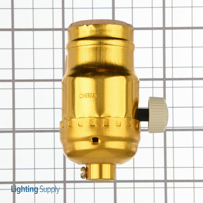 Leviton 150W 120VAC 60Hz Single-Pole Metal Shell Full Range Electro-Mechanical Incandescent Lamp Holder Socket Dimmer Brass (6151)