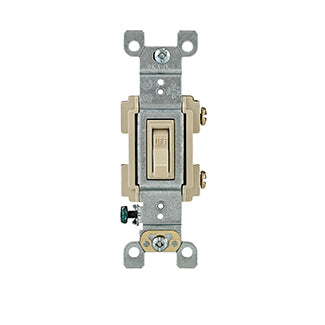 Leviton Switch Framed Toggle Single-Pole Quiet Switch 15A-120VAC Residential Grade QuickWire And Side-Wired Terminal Clamps Grounding Clip (RS115-ICP)