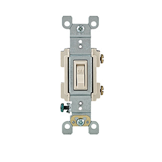 Leviton Switch Framed Toggle Single-Pole Quiet Switch 15A-120VAC Residential Grade QuickWire And Side-Wired Terminal Clamps Grounding Clip (RS115-TCP)
