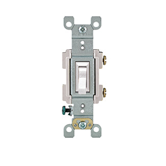 Leviton Switch Framed Toggle Single-Pole Quiet Switch 15A-120VAC Residential Grade QuickWire And Side-Wired Terminal Clamps Grounding Clip (RS115-WCP)