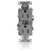 Leviton Duplex Receptacle Outlet Heavy-Duty Industrial Spec Grade Tamper-Resistant Smooth Face 15 Amp 125V Back Or Side Wire Gray (T5262-GY)