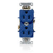 Leviton Duplex Receptacle Outlet Heavy-Duty Industrial Spec Grade Indented Face 15 Amp 125V Back Or Side Wire NEMA 5-15R Blue (C5262-BU)