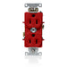 Leviton Duplex Receptacle Outlet Heavy-Duty Industrial Spec Grade Indented Face 15 Amp 125V Back Or Side Wire NEMA 5-15R Red (C5262-R)