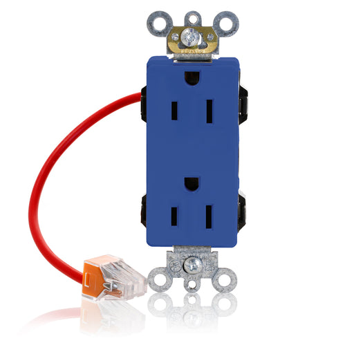 Leviton Lev-Lok Decora Plus Duplex Receptacle Outlet Heavy-Duty Industrial Spec Grade Split-Circuit Smooth Face 15 Amp (M1626-SCB)