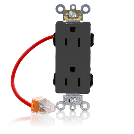 Leviton Lev-Lok Decora Plus Duplex Receptacle Outlet Heavy-Duty Industrial Spec Grade Split-Circuit Smooth Face 15 Amp (M1626-SCE)