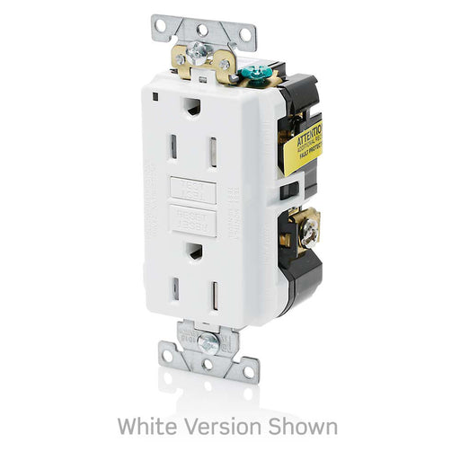 Leviton SmartlockPro Self-Test GFCI Duplex Receptacle Outlet Extra Heavy-Duty Industrial 15A 125V Back Or Side Wire Brown (G5262)